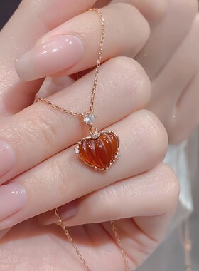 Bluehour爱心项链红玛瑙
