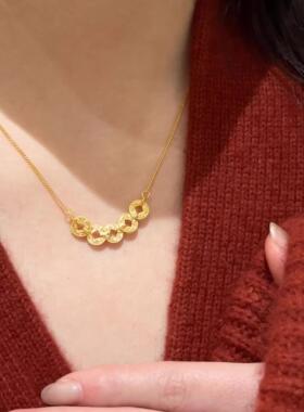 Blue hour新中式五帝钱项链纯银女款碎冰冰钱多多吊坠母亲节礼物