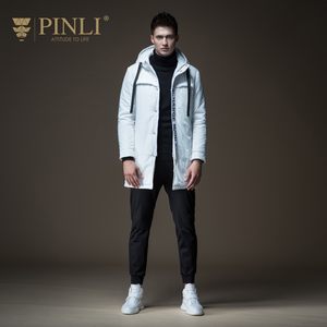 PINLI品立2018冬季新款男装连帽中长款男士棉衣外套潮B184205621
