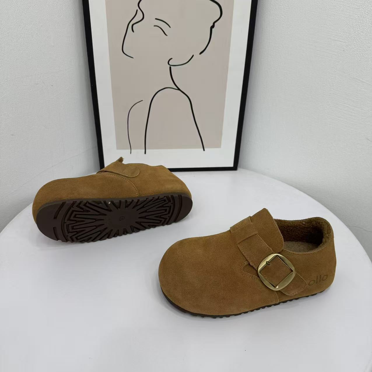 真皮羊毛加绒勃肯鞋女2025冬季新款圆头内增高加厚保暖厚底棉鞋潮 - 图3