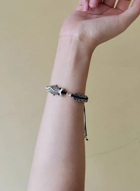 新款上岸锦鲤纯银999五帝钱币手链手工编织新中式国风男女手链