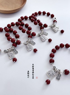 新款纯银999暴富手链女ins小众设计新款气质朱砂手串女送女友礼物