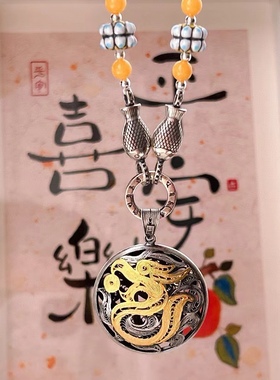 新款足银999掐丝工艺龙形圆毛衣链项链搭配925纯银万能扣简约百搭