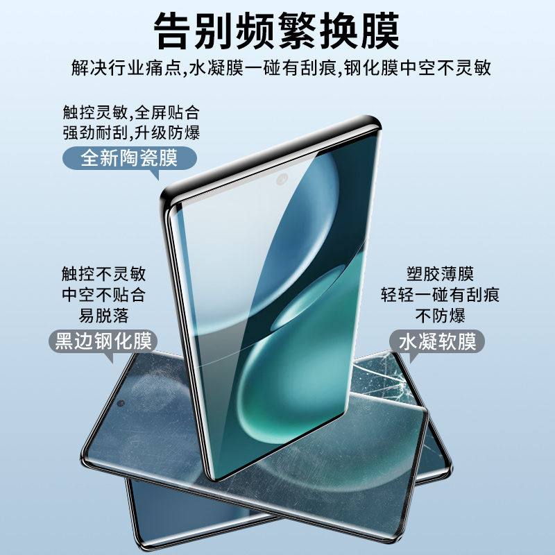适用华为mate60pro钢化膜荣耀100/90手机膜80陶瓷60/70水凝oppox7屏幕保护小米14pro防摔40RSvivos18IQOO12膜