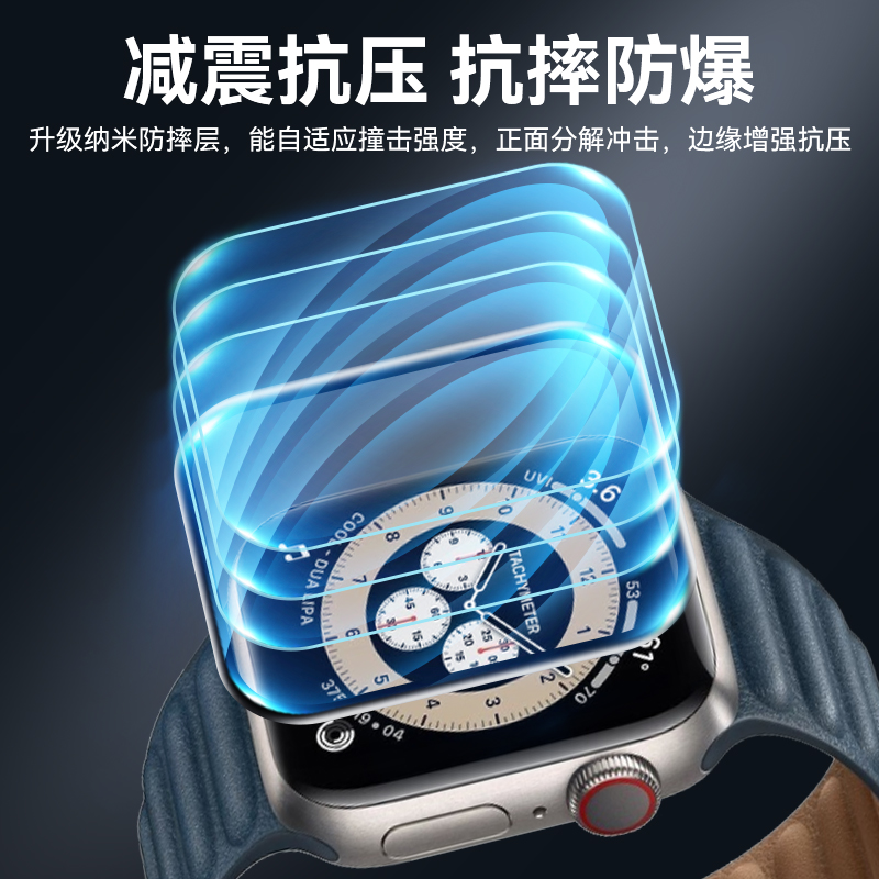 适用苹果s10手表膜applewatch7陶瓷s9钢化S4保护iwatchs8膜applewatch苹果6/se水凝2曲面3苹果手表贴膜全覆盖