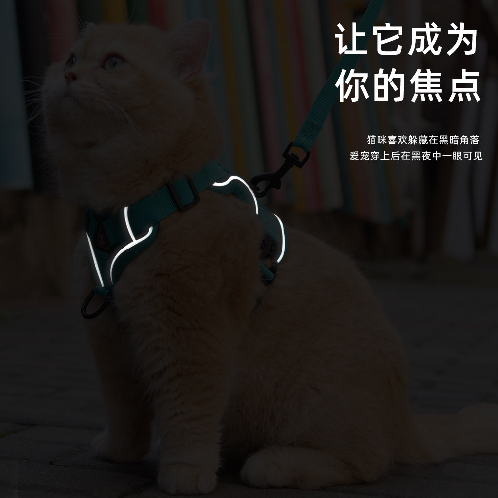 宠物猫咪牵引绳可爱背心式胸背带外出防挣脱可调节溜猫绳狗狗胸背,淘宝优惠券,粉丝福利购,淘宝优惠卷