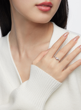 I Do&Co.交织爱恋S925银情侣对戒轻奢戒指一对纪念日礼物送男女友