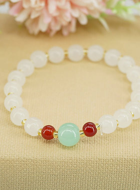 新款时尚仿玉石手链女单民族礼品