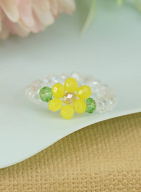 小清新水晶花朵女戒指