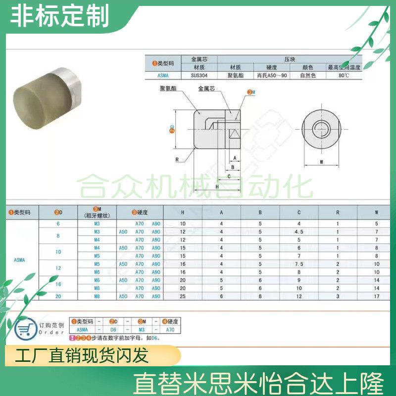 聚氨酯缓冲压块/内外螺纹型ASKA ASMA小径压块氟橡胶硅橡胶压上隆 - 图2