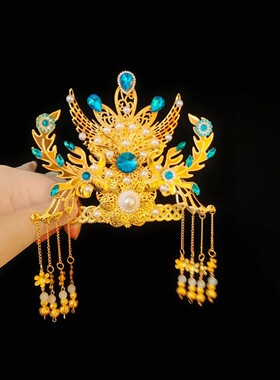 仙家凤冠头冠头戴黑老太太泰山奶奶九尾狐手工合金配件神像头饰