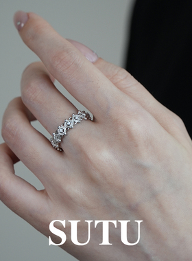 素图女925银小众简约气质戒指