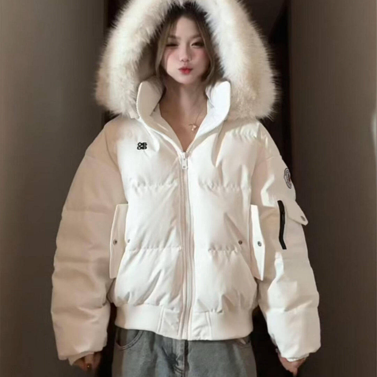 派克服棉服女款冬季2025新款高级感韩系毛领加绒加厚美式棉袄外套,淘宝优惠券,粉丝福利购,淘宝优惠卷