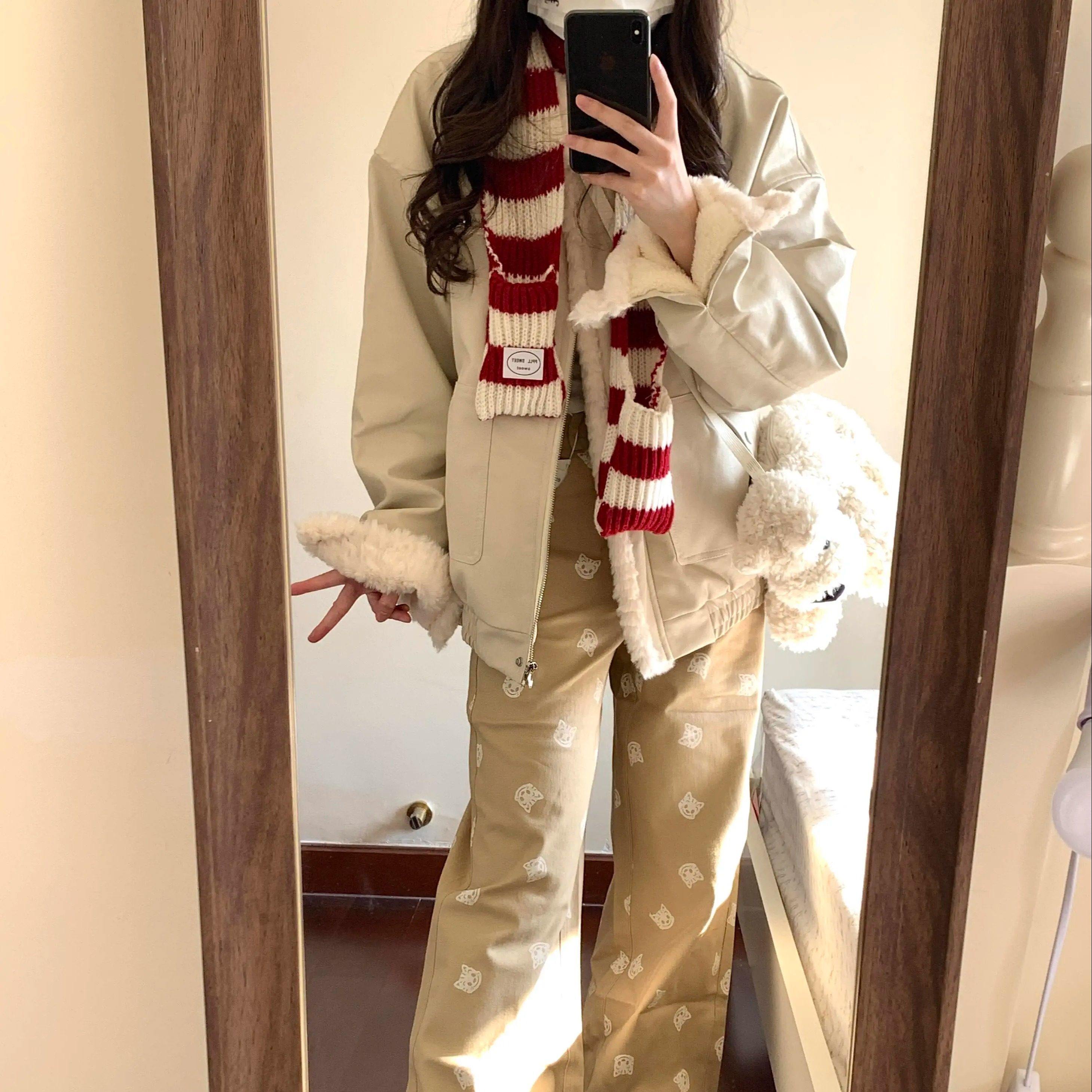 美式翻领羊羔毛夹克棉服女冬季慵懒风加绒加厚韩版情侣款棉衣外套,淘宝优惠券,粉丝福利购,淘宝优惠卷