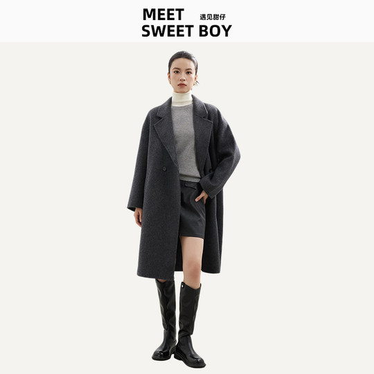 MEET SWEETBOY 100% sheep wool double-faced wool suit style long and short coat