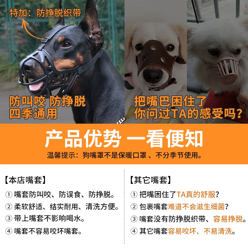 嘴狗套狗狗嘴罩可喝水防咬叫小型中大型犬口罩金毛宠物止吠嘴巴套 - 图2