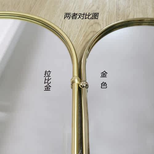 蝶陶轻奢金属卫生间梳妆台镜复古卫浴镜黄铜镀铬金北欧壁挂化妆镜 - 图1