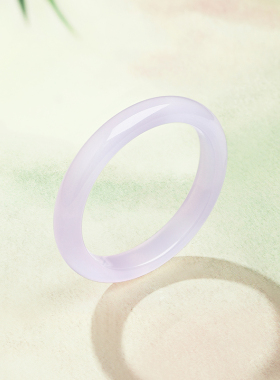 周六福紫罗兰浅蓝玉髓手镯宽条新中式国风圣诞礼物送妈妈