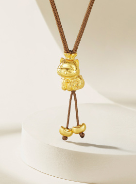 周六福元宝萌喵项链S925银吊坠设计感甜美送女友节日礼物