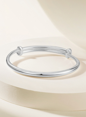 周六福双扣镯手镯999足银实心镯子优雅气质圣诞礼物