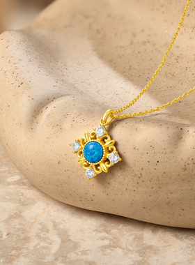 周六福S925银几何项链女