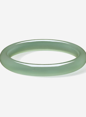 周六福油青浅青玉髓手镯宽条新中式国风送女生节日礼物送妈妈