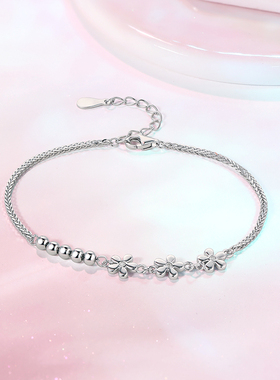 周六福小花仙手链女款S925银ins风花朵轻奢气质感送女友圣诞礼物