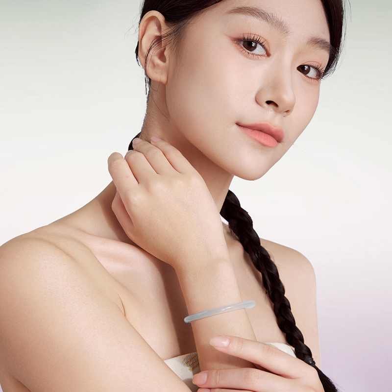 周六福冰透星蓝叮当镯国风玉髓手镯女莹润节日礼物送妈妈 - 图2