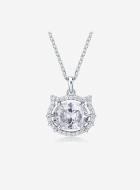 周六福星闪喵喵项链女款S925银猫耳链坠时尚大方送女友节日礼物