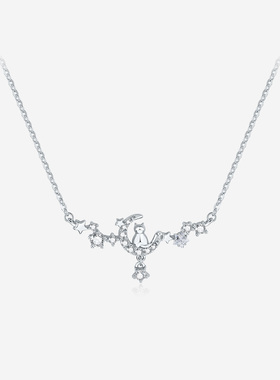 周六福星愿小喵项链女款S925银星愿小猫链坠送女友节日礼物