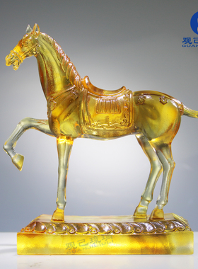 中式琉璃唐三彩马桌面摆件送礼