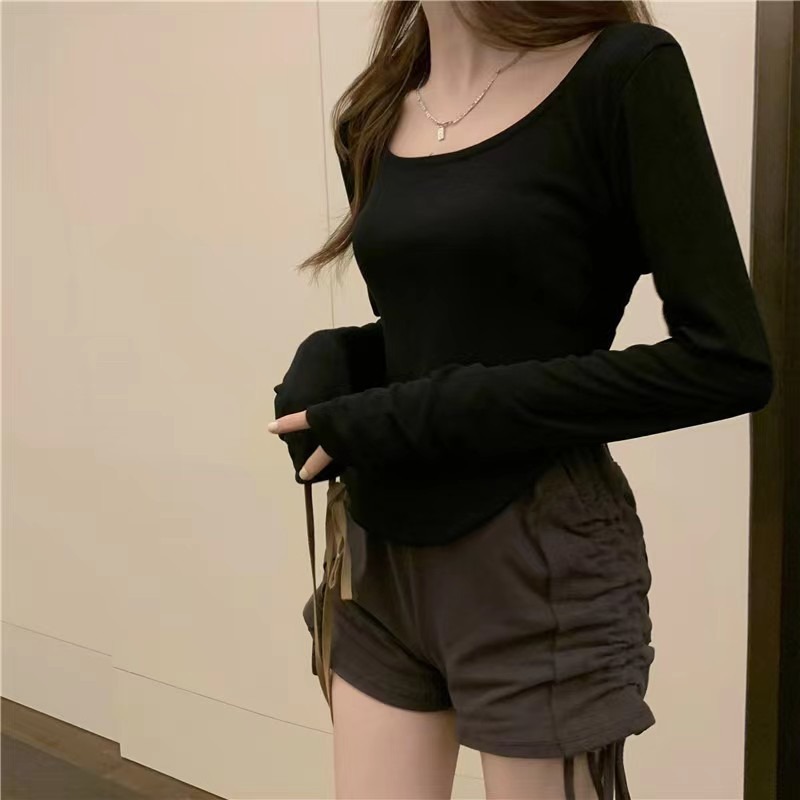 长袖T恤女式秋冬新款潮ins修身衣少女打底