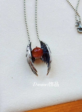 Dreamer饰品“天使之翼”天然胶花项链毛衣链925银项链