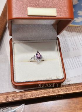Dreamer饰品天然紫水晶戒指女小众设计感高级轻奢925银可调节送礼