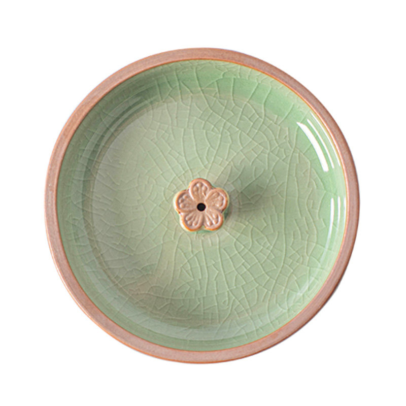 Intangible Cultural Heritage Celadon Chinese Ceramic Incense Holder Flower Pattern Incense Holder