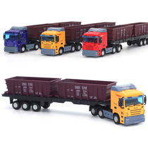 Alloy engineering car transporter large oil tanker plus car towed head simulation model childrens toy car