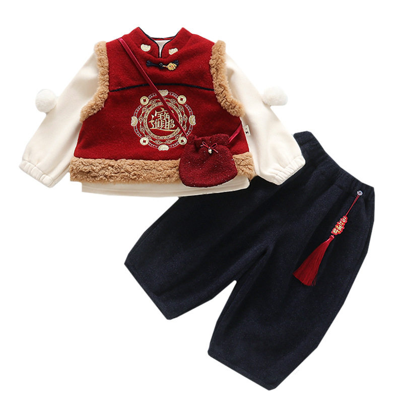 女童冬季拜年服套装2025新款中国风唐装女宝宝加绒保暖冬装三件套,淘宝优惠券,粉丝福利购,淘宝优惠卷