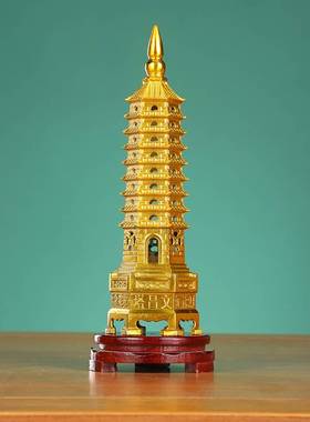 纯铜合金文昌塔摆件挂件男孩女孩九层十三层铜塔文曲星金榜题名