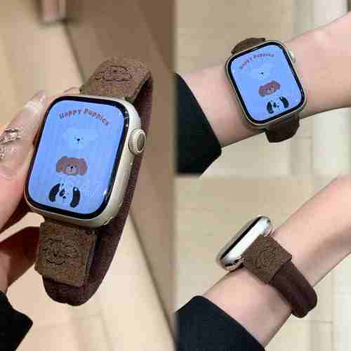 适用applewatch10表带S9苹果手表iwatch8新款S1042/46mm卡通皮筋女新款S7弹力SE腕带秋冬可爱华强北ultra腕带 - 图2