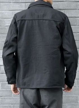 男士黑色修身翻领牛仔外套秋