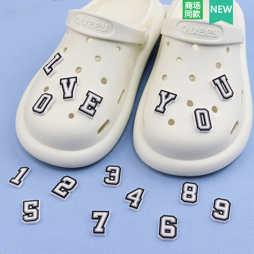 适配Crocs/Cross配件洞洞鞋配饰鞋花鞋扣装饰扣 英文数字字母组合 - 图1
