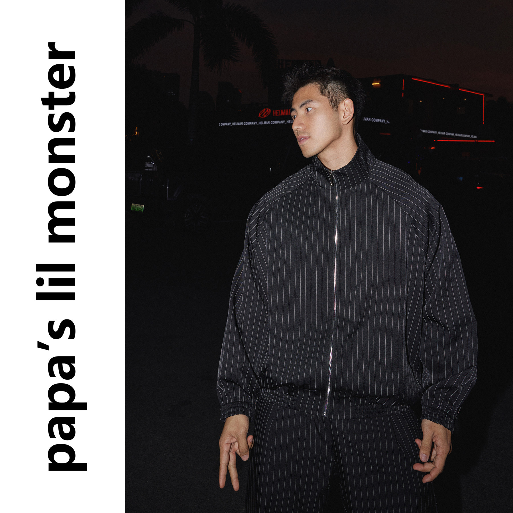 PAPASLILMONSTER【条纹city】美式条纹拉链卫衣慵懒休闲裤套装,淘宝优惠券,粉丝福利购,淘宝优惠卷