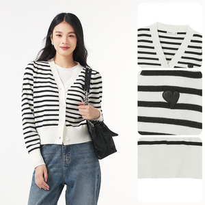 热风女装男装秋季女士针织衫开衫圆领V领毛衣纯色条纹外套内搭