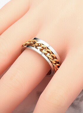 Ins Fashion Rotatable chain Rings For Women Men Spinner Rin