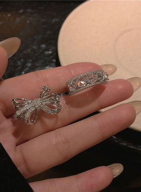 奶泥MILKMUD/高版本蝴蝶结食指戒指女微镶锆石开口可调节夸张巨闪