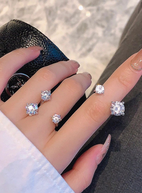 奶泥MILKMUD/镶钻锆石不对称关节戒指女小众设计感简约百搭冷淡风