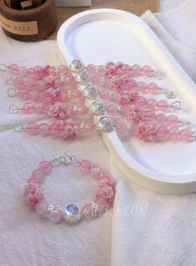 【蔷薇公主的彩珠手记】原创设计国风手链花朵珠串手作女闺蜜礼物