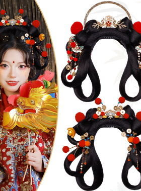 古风汉服假发新年小财神国风发髻