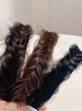 Women Hair Band Fishbone Braid Lazy Wig Twist Braid Headband