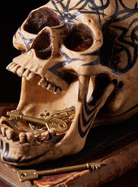 速发树脂骷特头模型摆件节世纪暗黑哥髅式搞怪创意礼品圣中恐怖装